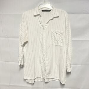 Zara Woman Striped Dolman Sleeve Metallic Shirt Size Medium